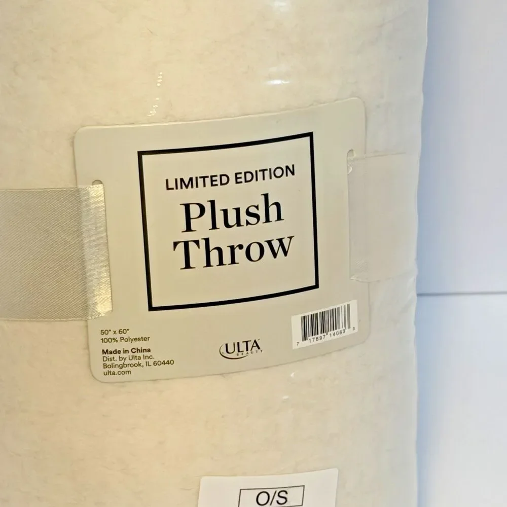 White Ulta Beauty Limited Edition Cream Color Plush Throw Blanket 50